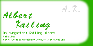 albert kailing business card
